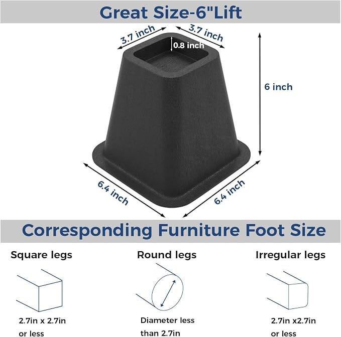 Dehumidifier Riser Kit 4-Pack, 6 Inch Heavy-Duty Universal Crawl Space Support for Optimal Drainage, Vibration & Noise