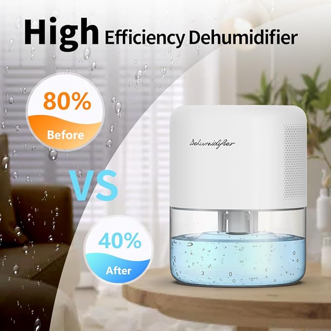 Dehumidifier Small Mini Dehumidifiers for Home 44oz Water Tank 10 Colors Light 4 Timer 3 Modes Auto Shutoff Defrost Portable