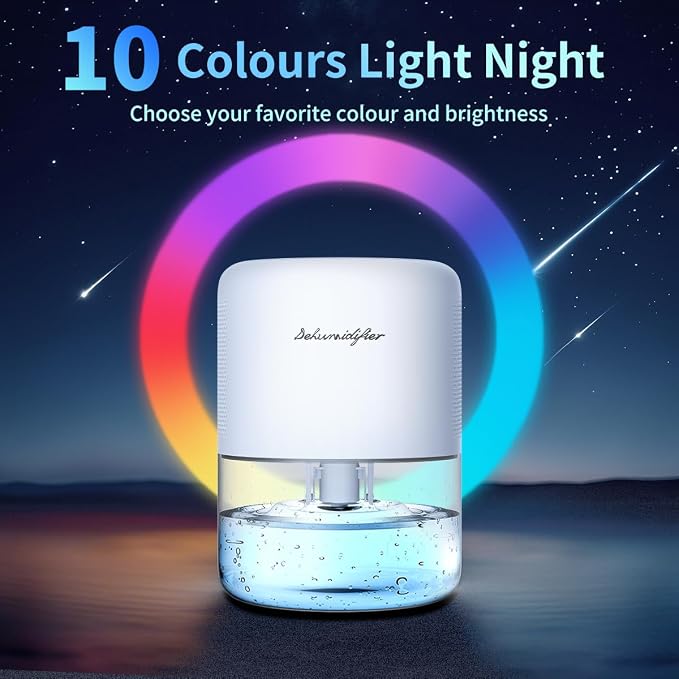 Dehumidifier Small Mini Dehumidifiers for Home 44oz Water Tank 10 Colors Light 4 Timer 3 Modes Auto Shutoff Defrost Portable