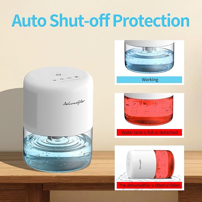 Dehumidifier Small Mini Dehumidifiers for Home 44oz Water Tank 10 Colors Light 4 Timer 3 Modes Auto Shutoff Defrost Portable