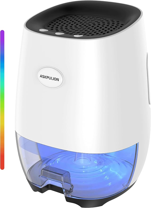 Dehumidifiers for Home, 35oz Small Dehumidifier for Bathroom (300sq.ft) with Auto-off, Sleep Mode, 7 Colors Night Light