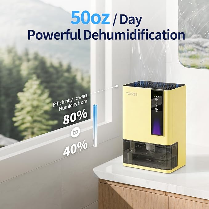 Dehumidifiers for Home, Dehumidifier for Bedroom Bathroom Basement with Auto Shut Off, Dual-Semiconductor Quiet Dehumidifier