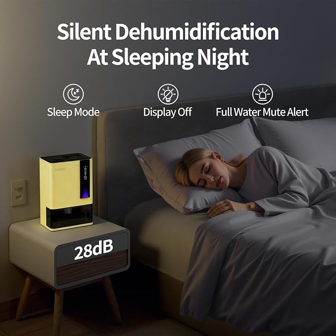 Dehumidifiers for Home, Dehumidifier for Bedroom Bathroom Basement with Auto Shut Off, Dual-Semiconductor Quiet Dehumidifier