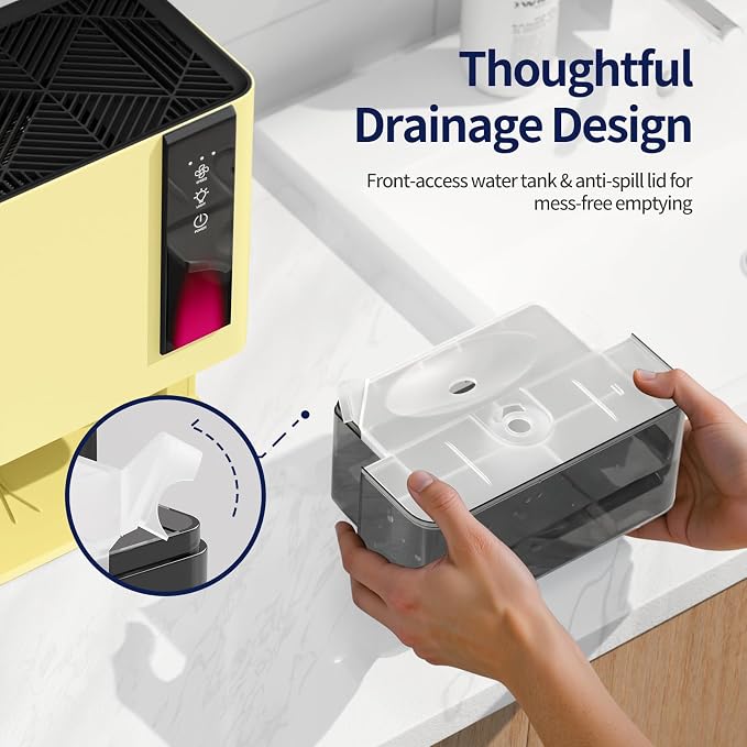 Dehumidifiers for Home, Dehumidifier for Bedroom Bathroom Basement with Auto Shut Off, Dual-Semiconductor Quiet Dehumidifier