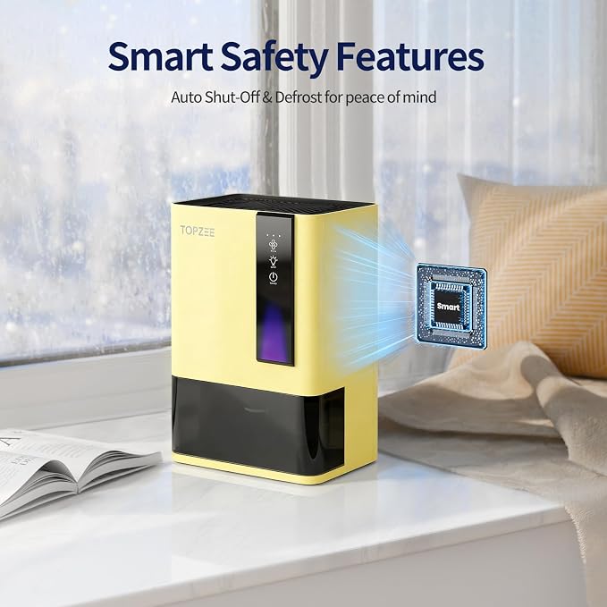 Dehumidifiers for Home, Dehumidifier for Bedroom Bathroom Basement with Auto Shut Off, Dual-Semiconductor Quiet Dehumidifier