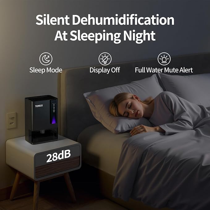 Dehumidifiers for Home, Dehumidifier for Bedroom Bathroom Basement with Auto Shut Off, Dual-Semiconductor Quiet Dehumidifier