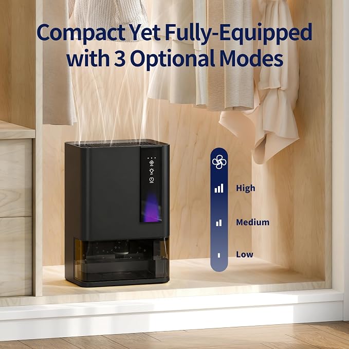 Dehumidifiers for Home, Dehumidifier for Bedroom Bathroom Basement with Auto Shut Off, Dual-Semiconductor Quiet Dehumidifier