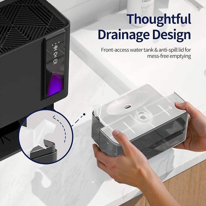 Dehumidifiers for Home, Dehumidifier for Bedroom Bathroom Basement with Auto Shut Off, Dual-Semiconductor Quiet Dehumidifier