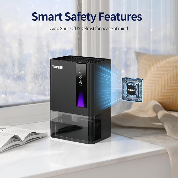 Dehumidifiers for Home, Dehumidifier for Bedroom Bathroom Basement with Auto Shut Off, Dual-Semiconductor Quiet Dehumidifier