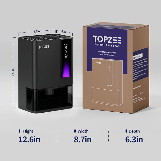 Dehumidifiers for Home, Dehumidifier for Bedroom Bathroom Basement with Auto Shut Off, Dual-Semiconductor Quiet Dehumidifier