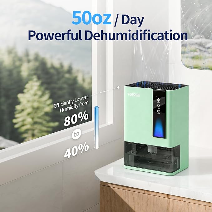 Dehumidifiers for Home, Dehumidifier for Bedroom Bathroom Basement with Auto Shut Off, Dual-Semiconductor Quiet Dehumidifier