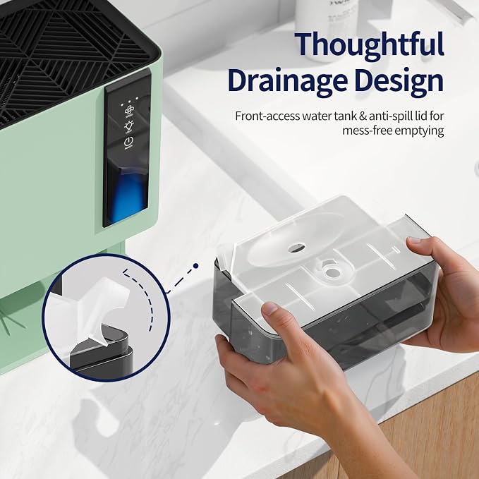 Dehumidifiers for Home, Dehumidifier for Bedroom Bathroom Basement with Auto Shut Off, Dual-Semiconductor Quiet Dehumidifier