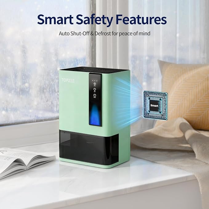Dehumidifiers for Home, Dehumidifier for Bedroom Bathroom Basement with Auto Shut Off, Dual-Semiconductor Quiet Dehumidifier