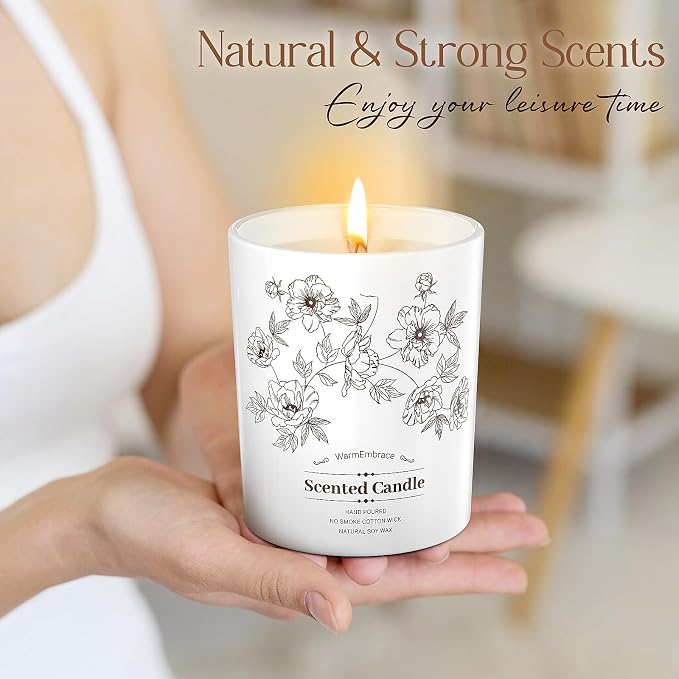Deluxe Scented Candle for Women & Men, Vanilla Coconut Soy Wax Candle, 9.2 Oz Jar Candle for Home, alternate product view 4