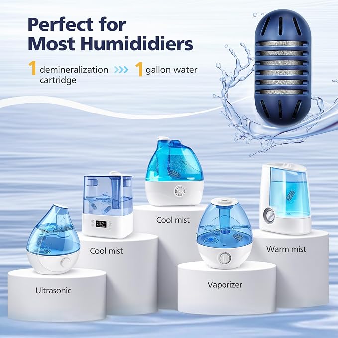 Demineralization Cartridge for Ultrasonic Humidifiers, 12-Pack Decalcification Cartridges Filter Replacement