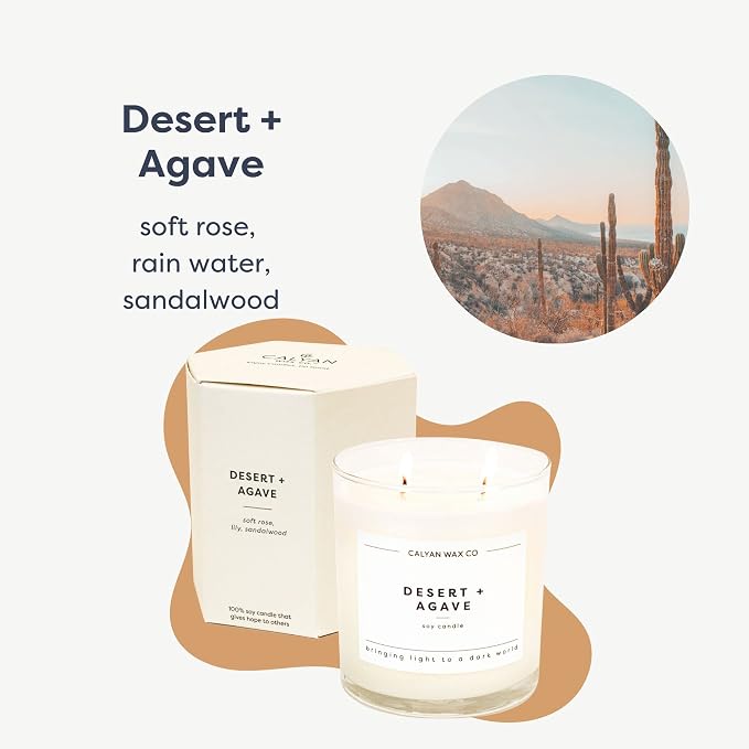 . Desert & Agave 2 Wick Scented Candle - 37 Hour Burn - Luxury made from natural materials Soy Wax Candles, alternate product