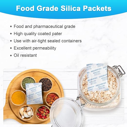 Desiccant Packs – 5 Gram 220 Packs Moisture Absorbers, Food Grade Desiccant with Color Indicating, Premium Desiccant Packs