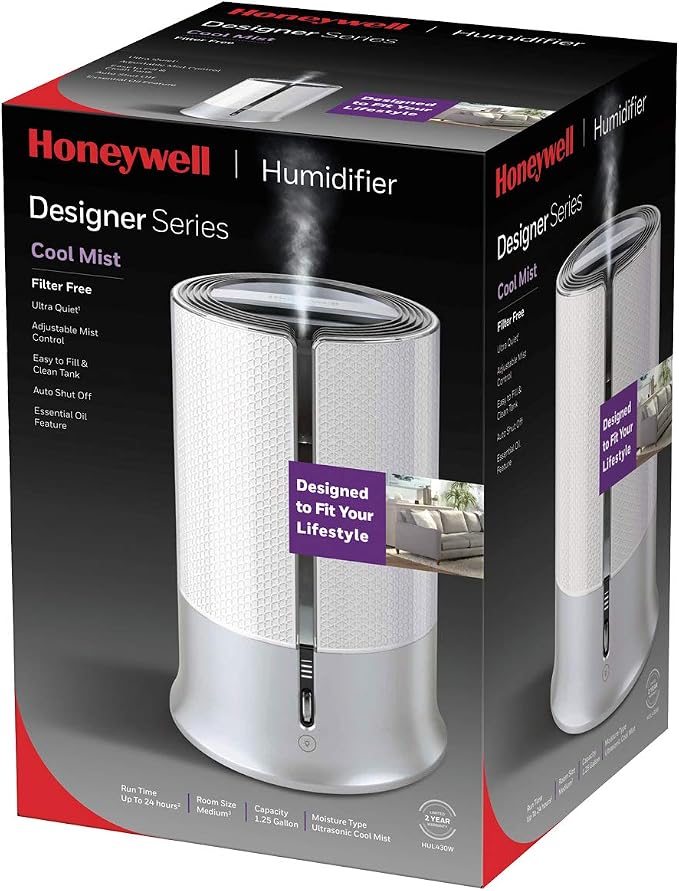 Designer Series Cool Mist Humidifier, Room Humidifiers, White, alternate product view 2