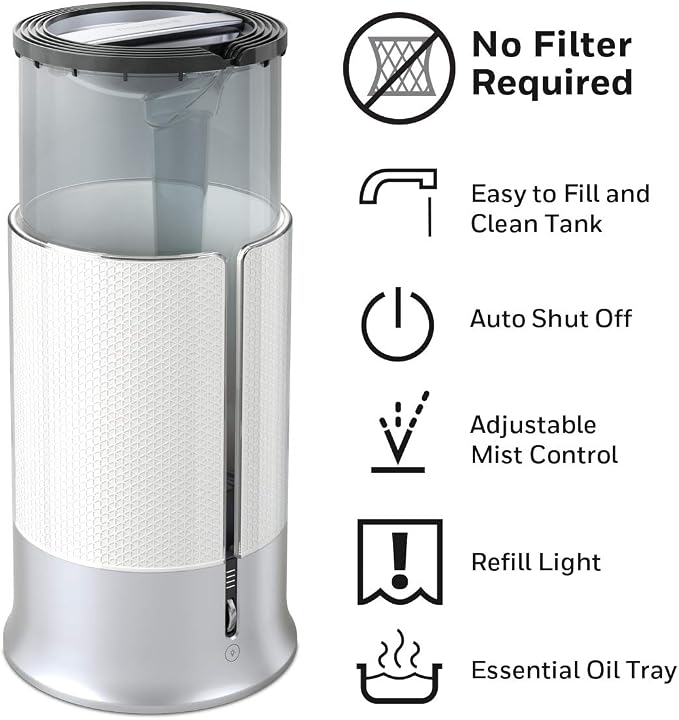 Designer Series Cool Mist Humidifier, Room Humidifiers, White, alternate product view 4