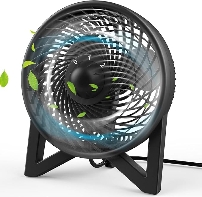 Desk Fan, 8 Inch Powerful Table Fan, Small Quiet Bedside Fan with 2 Speeds, Portable Personal Cooling Fan for Bedroom