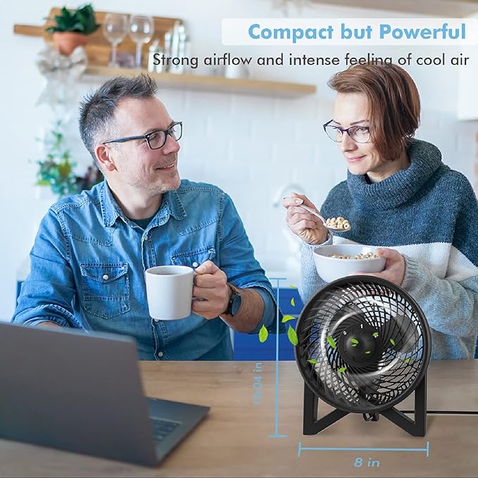 Desk Fan, 8 Inch Powerful Table Fan, Small Quiet Bedside Fan with 2 Speeds, Portable Personal Cooling Fan for Bedroom