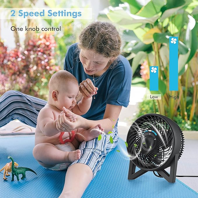Desk Fan, 8 Inch Powerful Table Fan, Small Quiet Bedside Fan with 2 Speeds, Portable Personal Cooling Fan for Bedroom