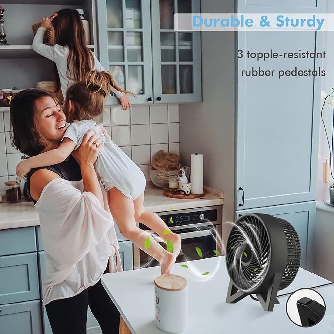 Desk Fan, 8 Inch Powerful Table Fan, Small Quiet Bedside Fan with 2 Speeds, Portable Personal Cooling Fan for Bedroom