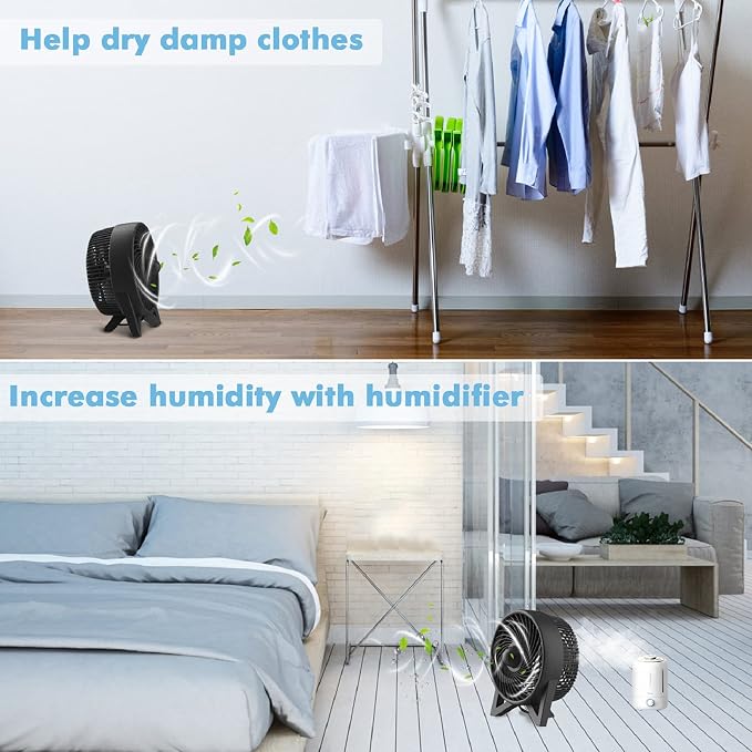 Desk Fan, 8 Inch Powerful Table Fan, Small Quiet Bedside Fan with 2 Speeds, Portable Personal Cooling Fan for Bedroom