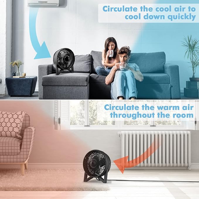 Desk Fan, 8 Inch Powerful Table Fan, Small Quiet Bedside Fan with 2 Speeds, Portable Personal Cooling Fan for Bedroom