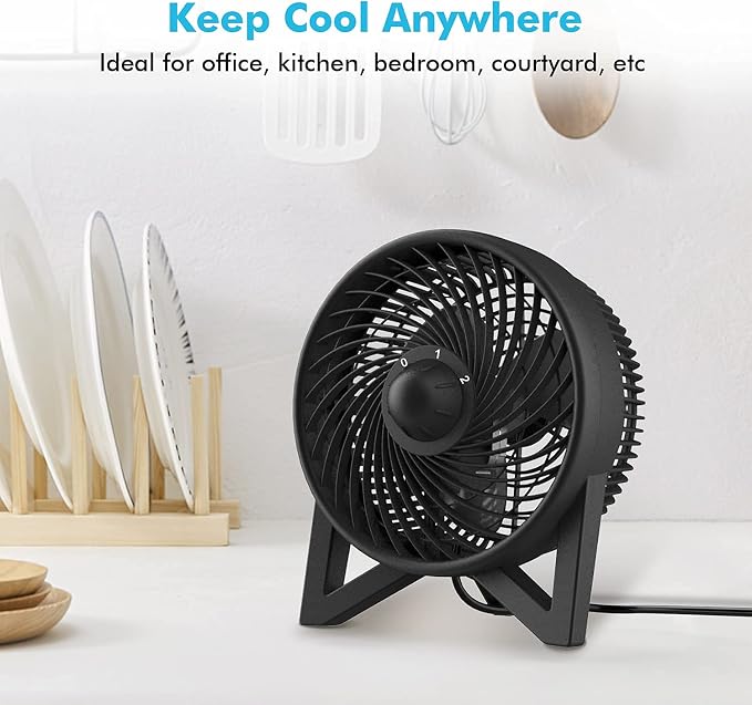 Desk Fan, 8 Inch Powerful Table Fan, Small Quiet Bedside Fan with 2 Speeds, Portable Personal Cooling Fan for Bedroom