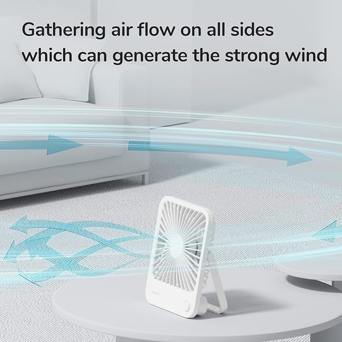 Desk Fan Battery Rechargeable, 4500mAh 180°Foldable Portable Personal Fan, 4 Speeds Adjustable Long Battery-life, alternate