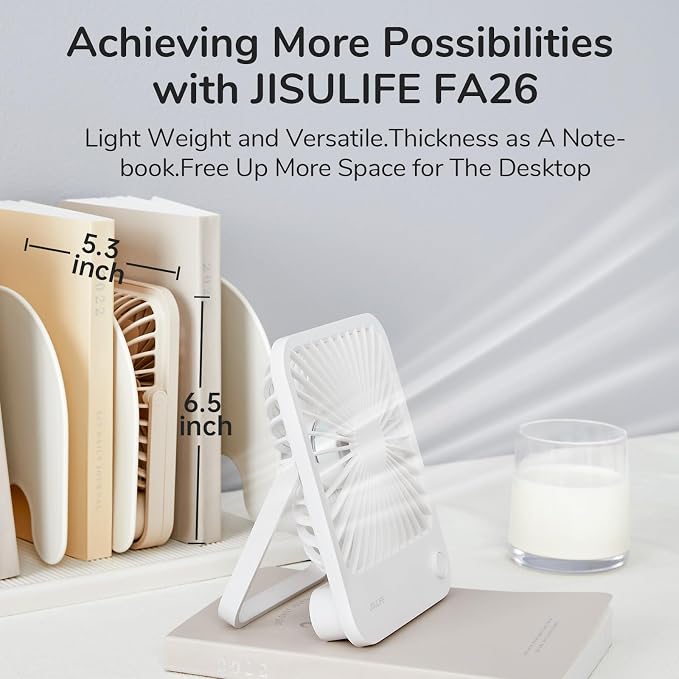 Desk Fan Battery Rechargeable, 4500mAh 180°Foldable Portable Personal Fan, 4 Speeds Adjustable Long Battery-life, alternate