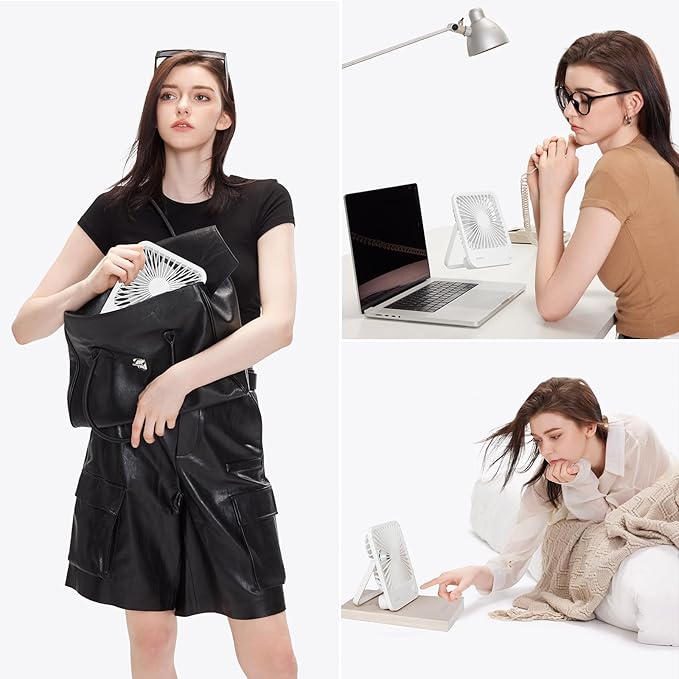 Desk Fan Battery Rechargeable, 4500mAh 180°Foldable Portable Personal Fan, 4 Speeds Adjustable Long Battery-life, alternate