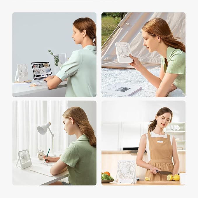 Desk Fan Battery Rechargeable, 4500mAh 180°Foldable Portable Personal Fan, 4 Speeds Adjustable Long Battery-life, alternate