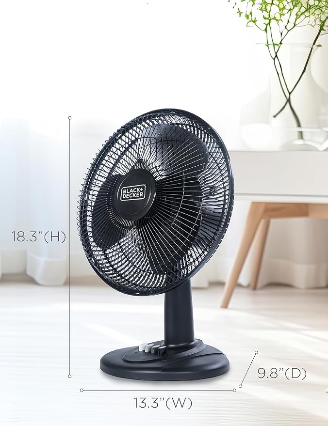 Desk Fan for Home and Office, 12” Fan with 3 Speed Settings, Oscillating Portable Fan for Office Desk, Table Top and Kitchen
