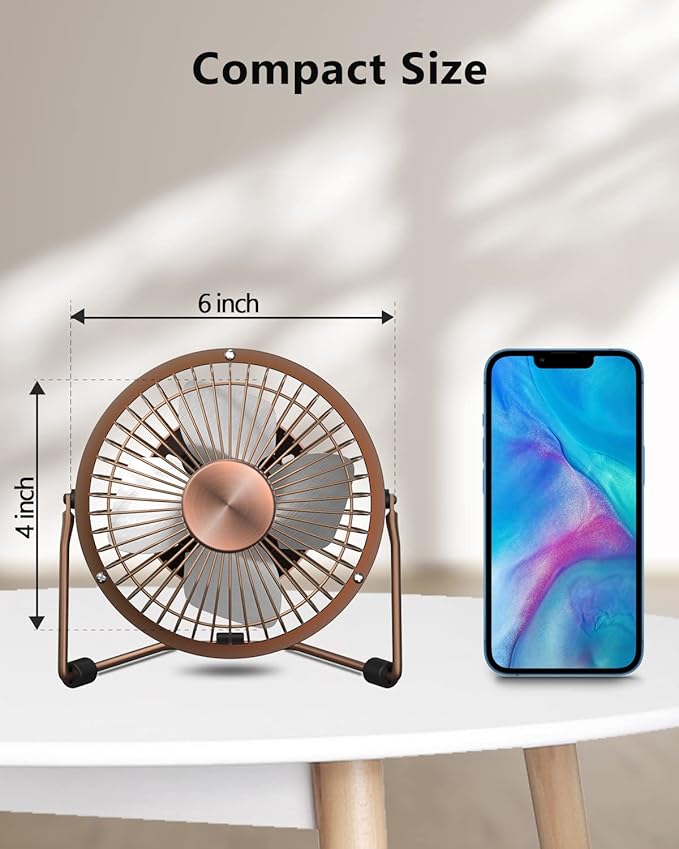 Desk Fan Quiet Small USB Fan 360° Rotation Portable Table Fan 2 Speed Mini Personal Fan Air Cooling Electric Fan for Home