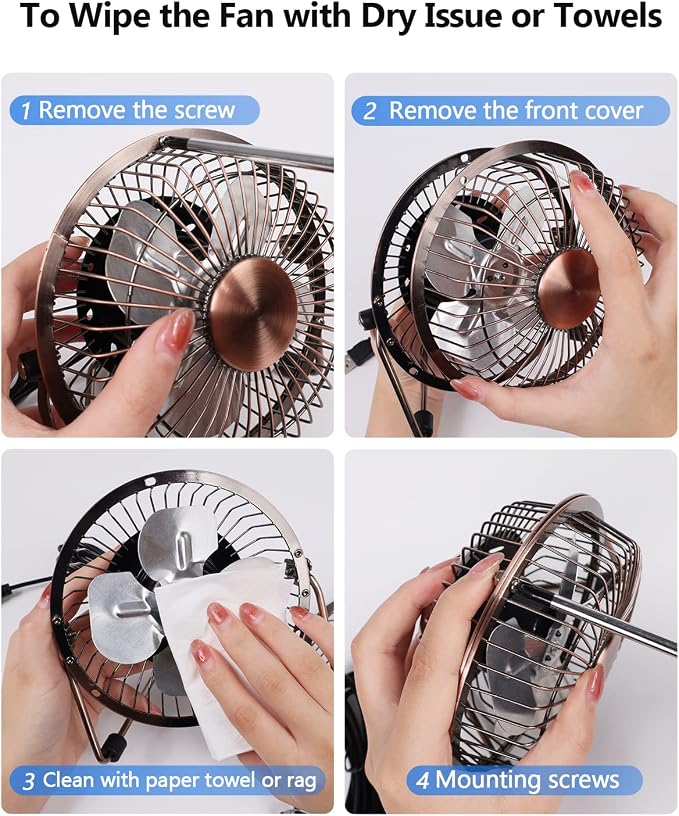 Desk Fan Quiet Small USB Fan 360° Rotation Portable Table Fan 2 Speed Mini Personal Fan Air Cooling Electric Fan for Home