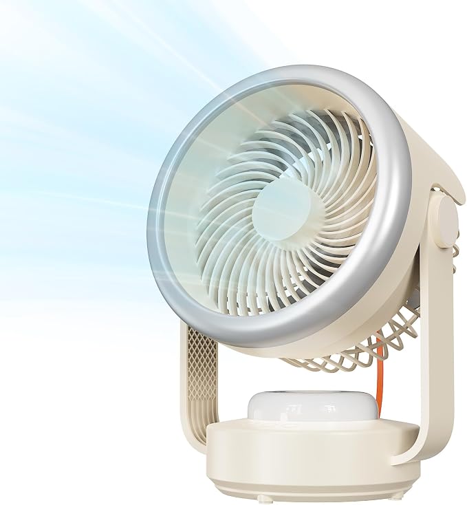 Desk Fan,Table Fans,7 inch Fan for Bedroom,Super Silent,Portable Rechargeable Desk Fans,Fan for Office,With LED light,4