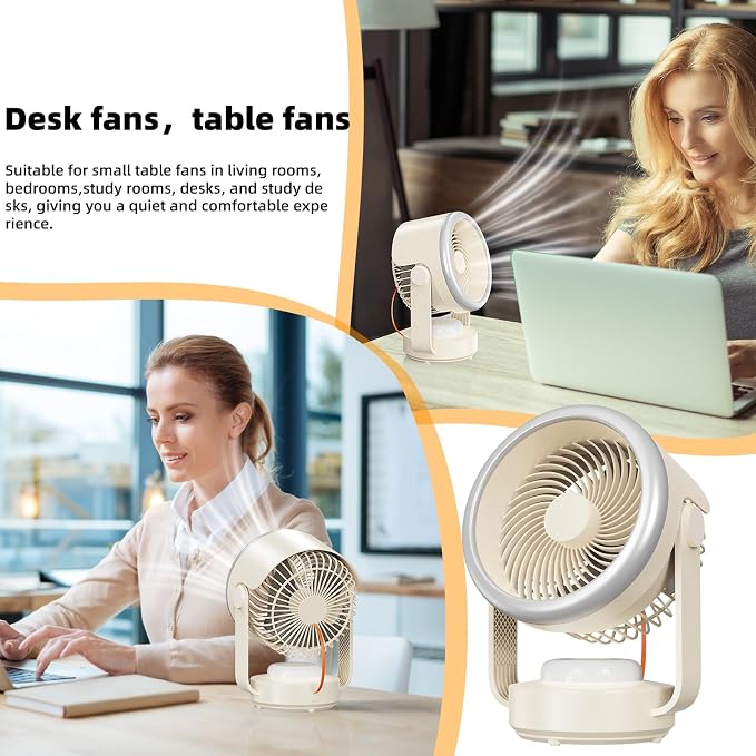 Desk Fan,Table Fans,7 inch Fan for Bedroom,Super Silent,Portable Rechargeable Desk Fans,Fan for Office,With LED light,4