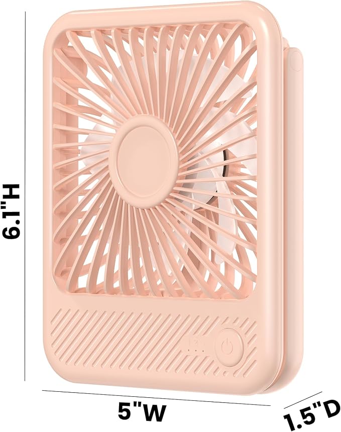 Desk Fan, Ultra Quiet 2.5-11h Battery Operated Small USB Fan with Strong Wind, 180° Tilt Folding and 3 Speeds, alternate view
