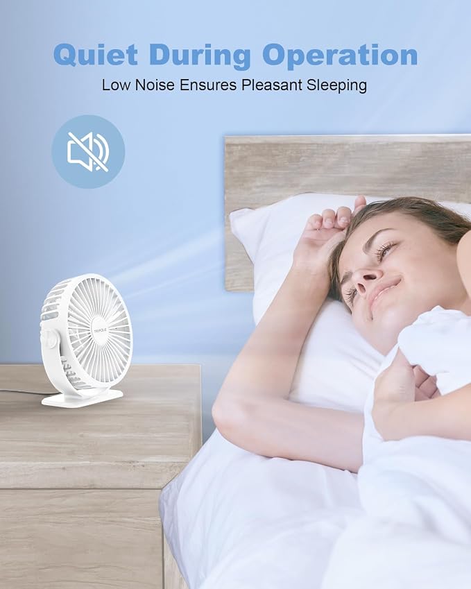 Desk Fan USB Powered Mini Portable Fan, 3 Speeds Adjustable Strong Breeze Personal Desktop Fans, 360° Rotation Quiet Plug In