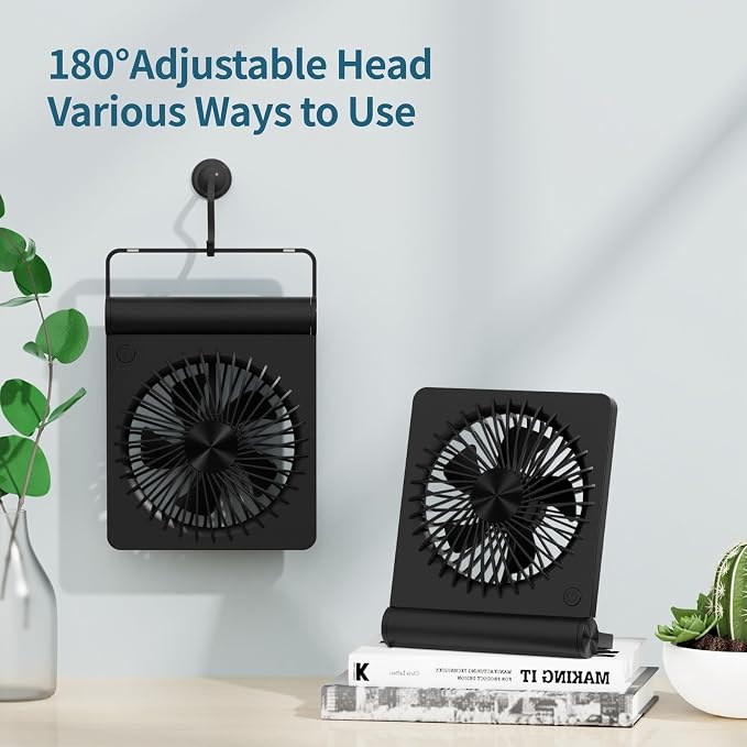 Desk Fan USB Powered with 3 Speeds Adjustable Strong Wind, Ultra Quiet Mini Personal Fan USB-C Corded Powered,220° Tilt