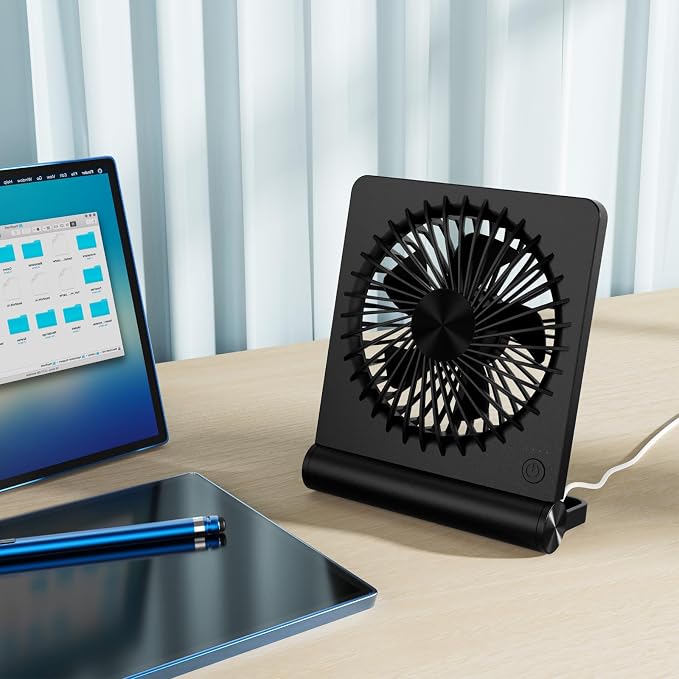 Desk Fan USB Powered with 3 Speeds Adjustable Strong Wind, Ultra Quiet Mini Personal Fan USB-C Corded Powered,220° Tilt