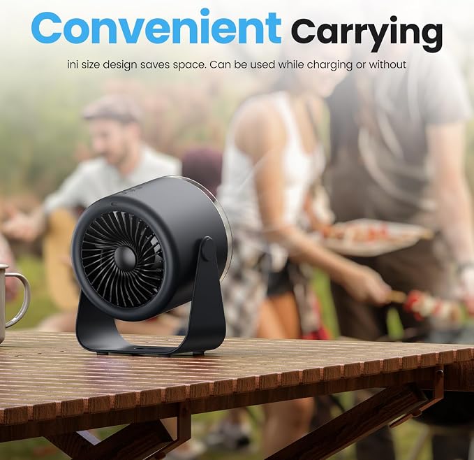Desk Fan with Battery Operated, Quiet Digital Display Portable Fan for Office, Bedroom, Kitchen, Home, Outdoor, 100 Speeds