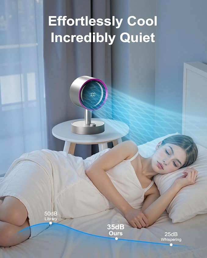 Desk Fan with Built-in Filter, 120° Oscillating Air Circulator Fan with 100 Speeds, Digital Display, USB-C Rechargeable