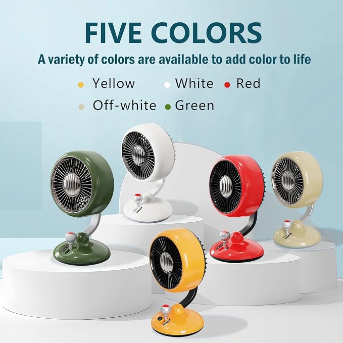 Desk Fan with Night Light, 9 Inch Air Circulator Fan with 3 Speed, 45° Tilt, 120° Oscillation, Quiet Table Fan for Bedroom