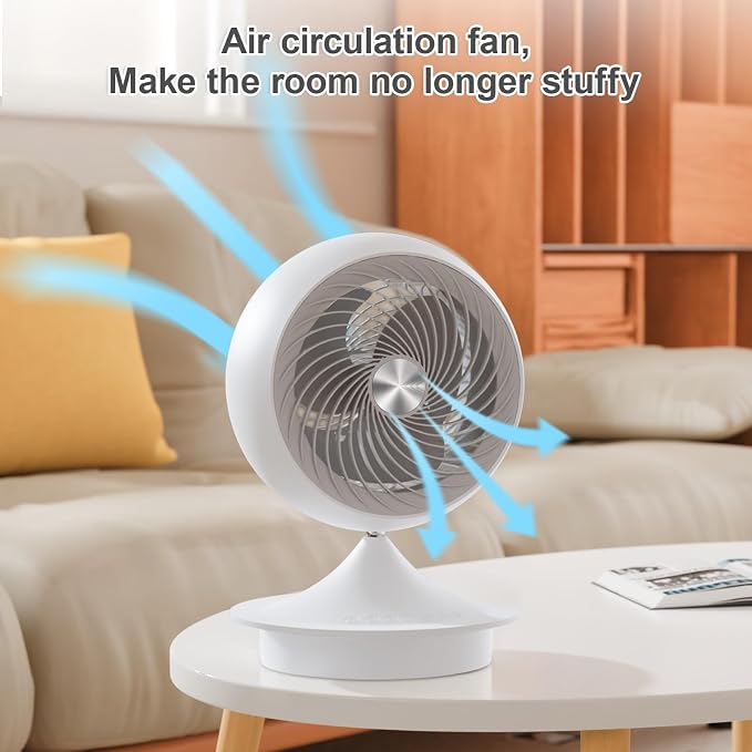 Desk Fans for Bedroom with Light, 13 Inch Table Air Circulator Fans, Oscillating Fan for Whole Room, 70° Vertical and 100°