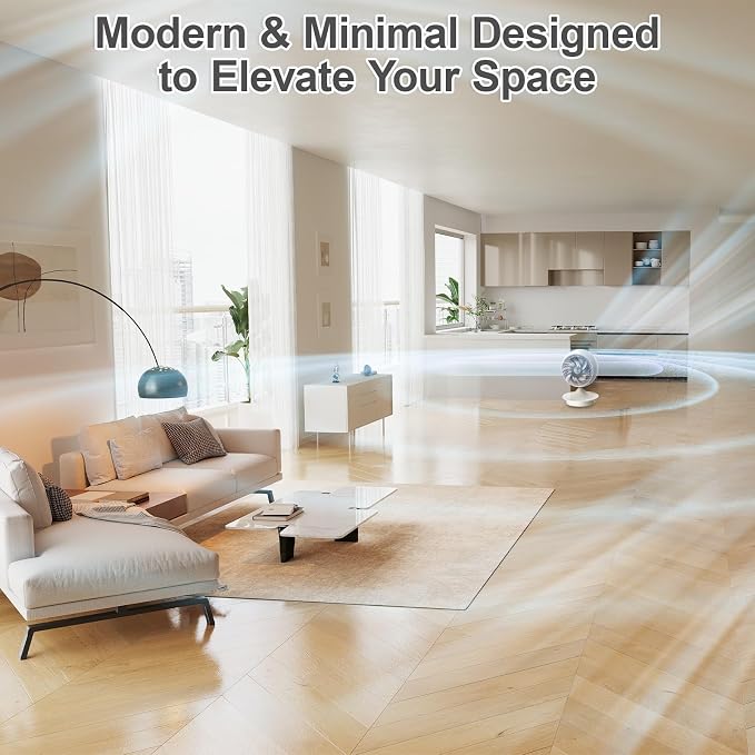 Desk Fans for Bedroom with Light, 13 Inch Table Air Circulator Fans, Oscillating Fan for Whole Room, 70° Vertical and 100°