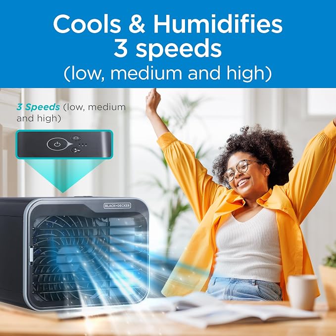 Desktop Air Cooler, Personal Portable Fan with 3-Speeds, Evaporative Air Cooler with 0.5L Water Tank, Air Cooler Fan for