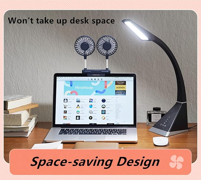 Desktop Fan, Monitor Clip on Fan with 2 Fan Heads, 3 Speeds Office Desk fan USB Powered Cooling Fan with Sturdy Adjustable